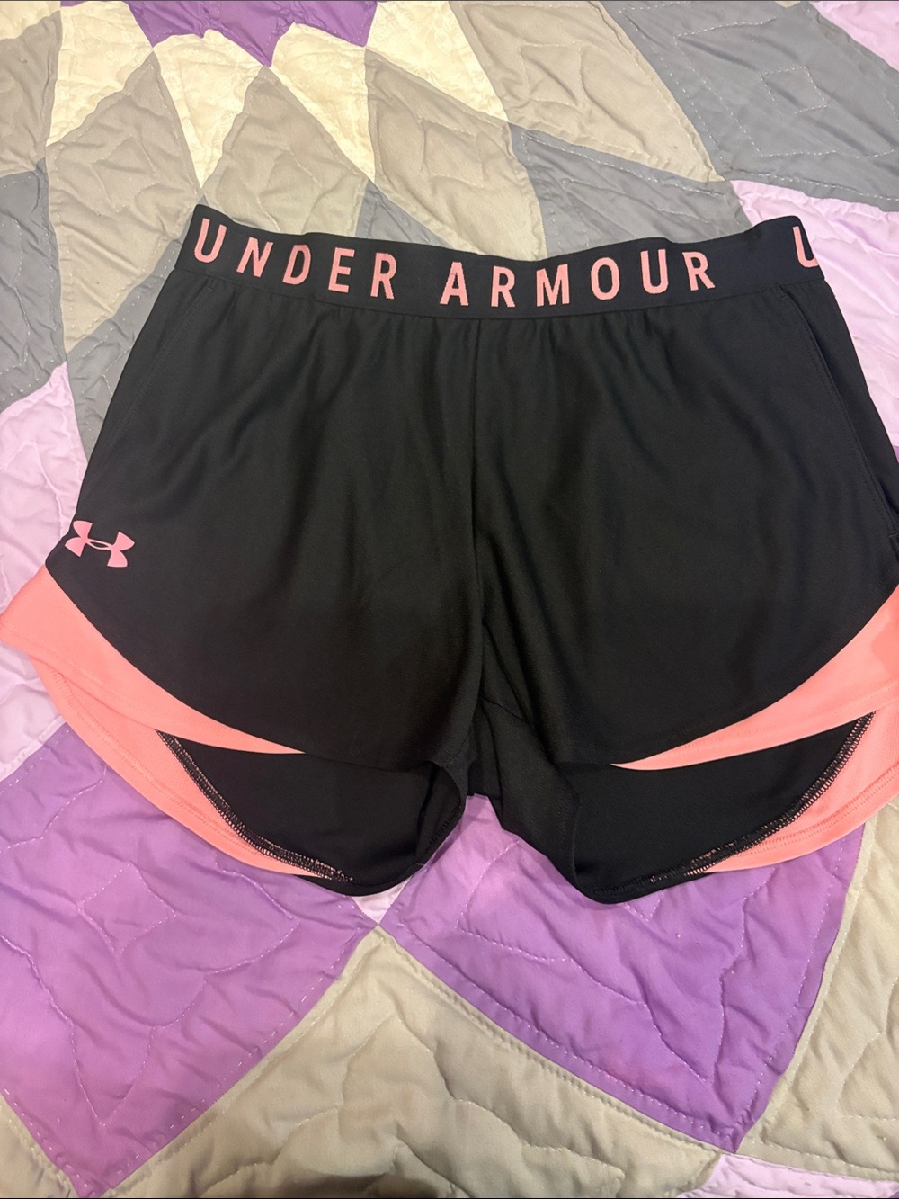 Under Armour Black Athletic Shorts with Pink Trim